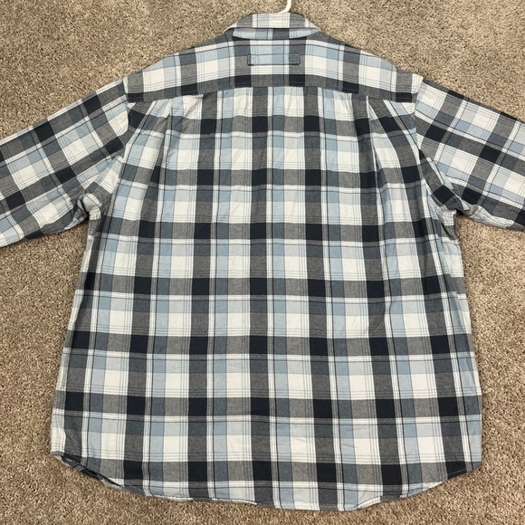 Duluth Trading Co. Mens XL Blue White Plaid Button Up Flannel Shirt Long Sleeve - Picture 5 of 9
